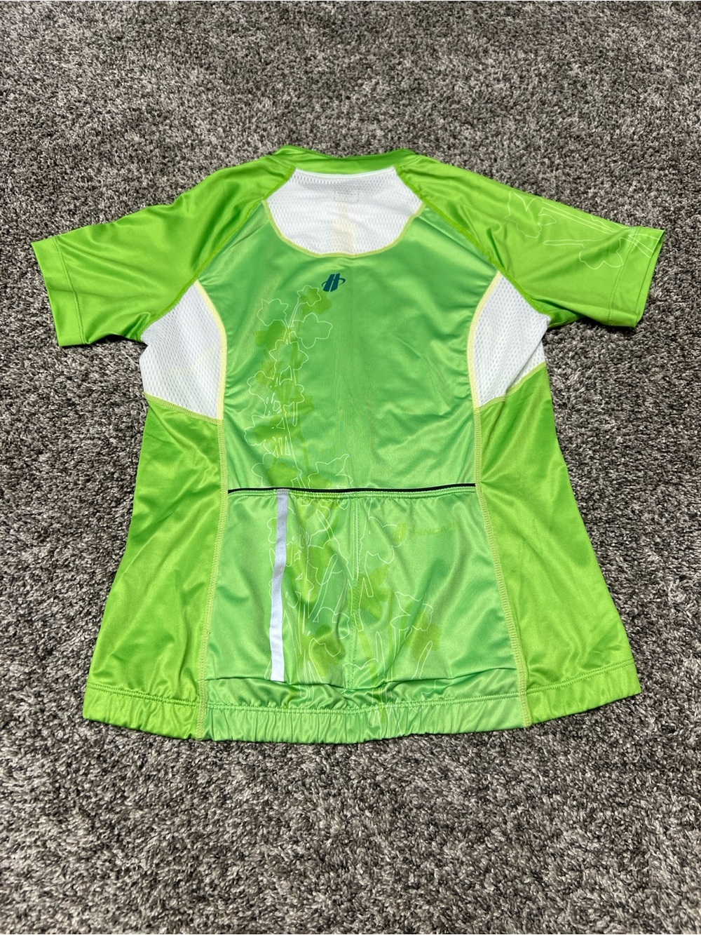 Hincapie Woman’s M Cycling Jersey Green Floral Full Zip Short Sleeve Vented - Picture 6 of 6